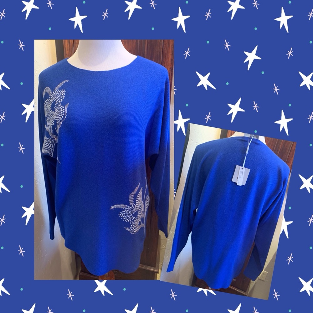 LIV Milano Cobalt Blue Beaded Sweater